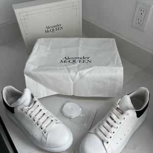 Alexander McQueen Women's White Sneakers with Black Heel